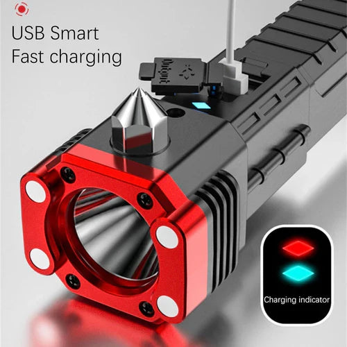 8-in-1 Multi-functional LED Torch, Emergency Window Breaker