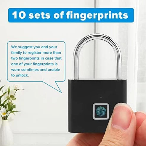 Biometric Fingerprint Padlock – USB Rechargeable, Keyless Security